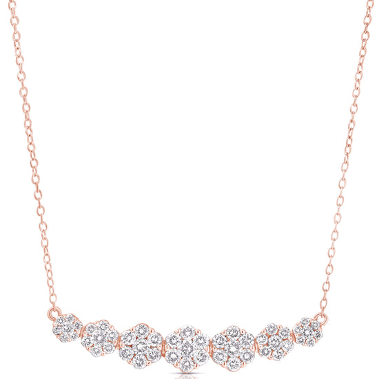 GRADUATED 7 STONE FLOWER CLUSTER 1.00 TCW NECKLACE