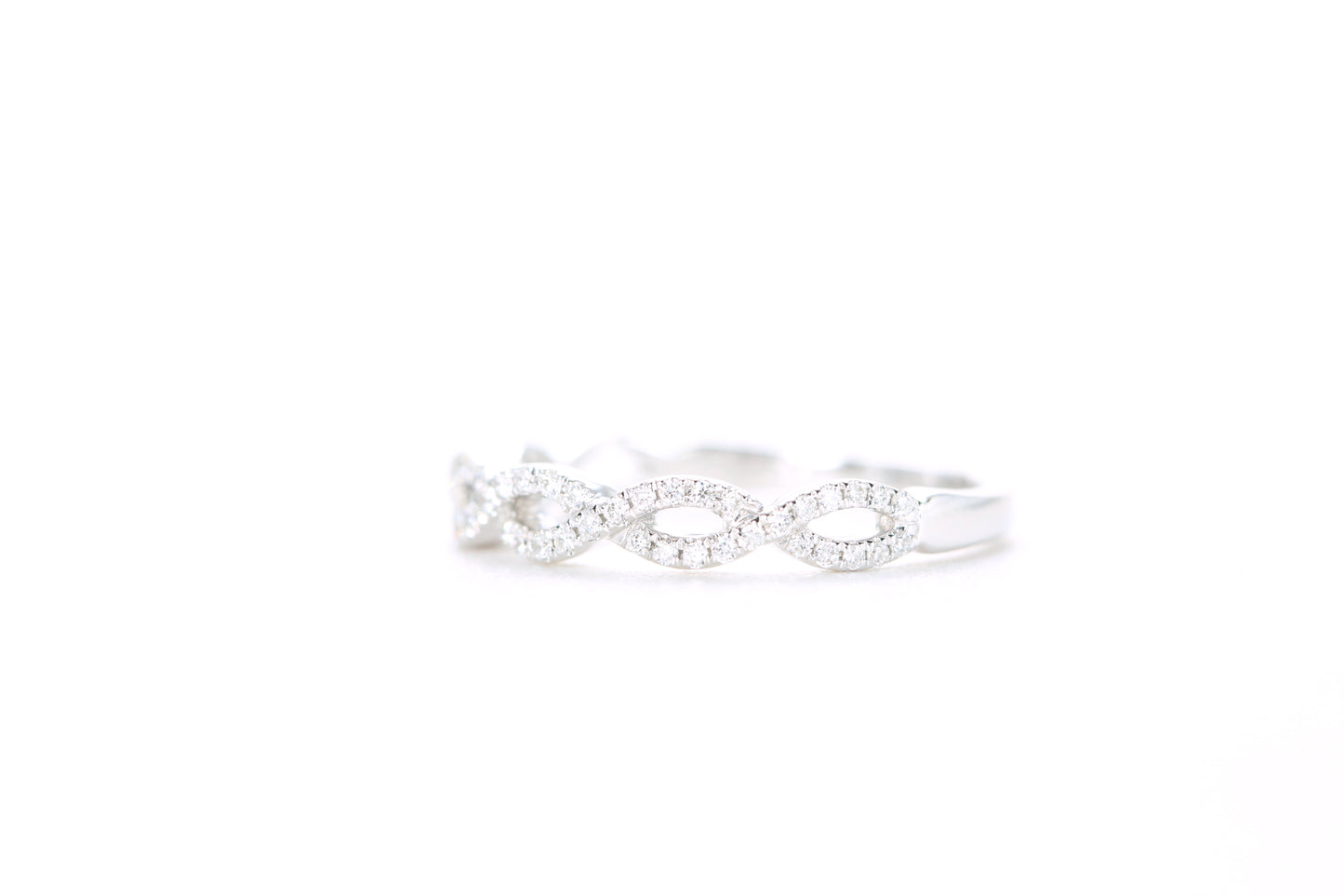 Small Woven Diamond Ring White Gold